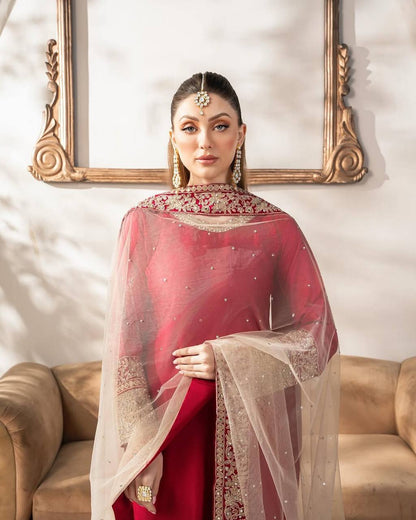 Hanna Red & Gold Embroidered Timeless Festive Suit