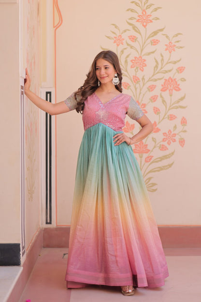 Tiyana Rainbow Reverie Readymade Designer Gown