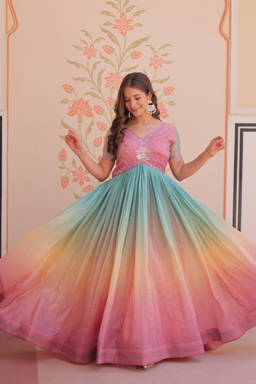 Tiyana Rainbow Reverie Readymade Designer Gown