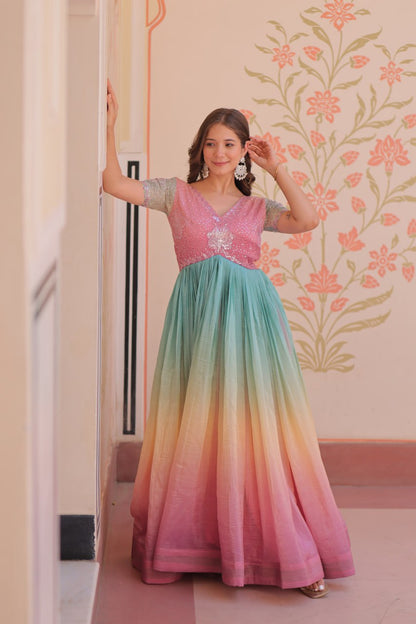 Tiyana Rainbow Reverie Readymade Designer Gown