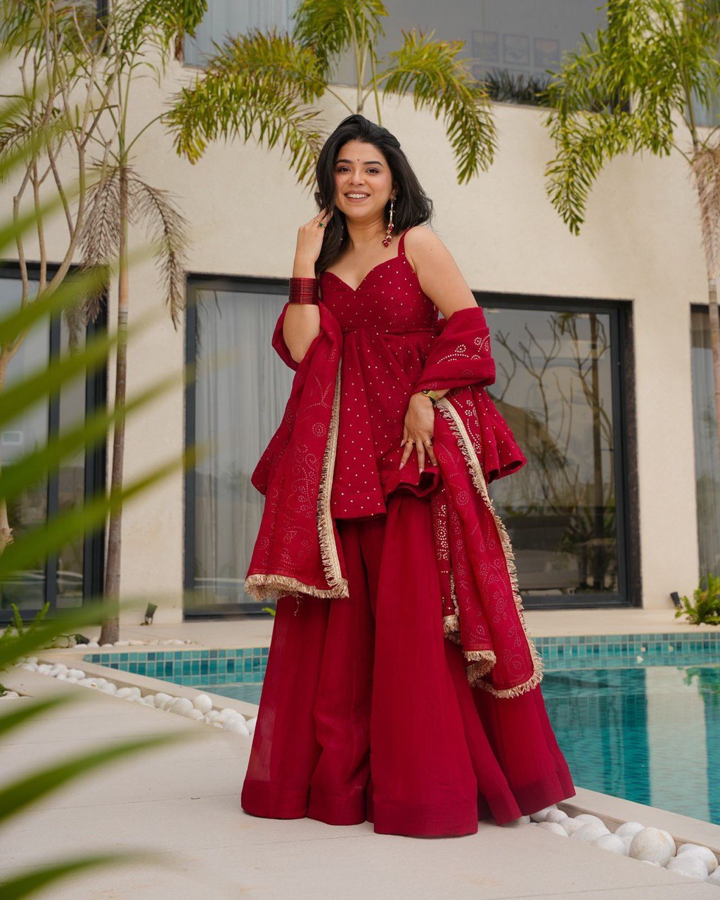 Ravi Elegant Crimson Blush Kurta Set