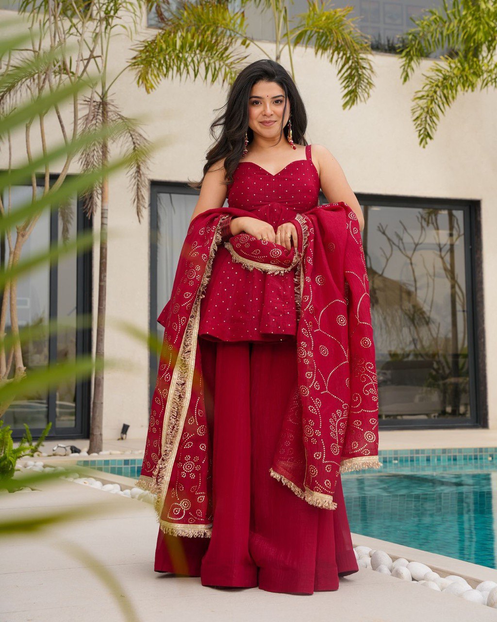 Ravi Elegant Crimson Blush Kurta Set