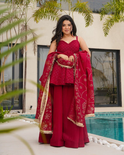 Ravi Elegant Crimson Blush Kurta Set