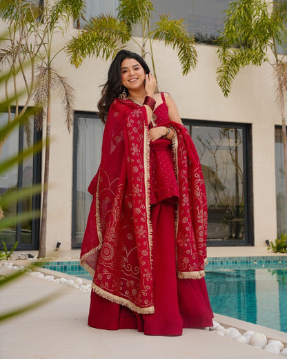 Ravi Elegant Crimson Blush Kurta Set