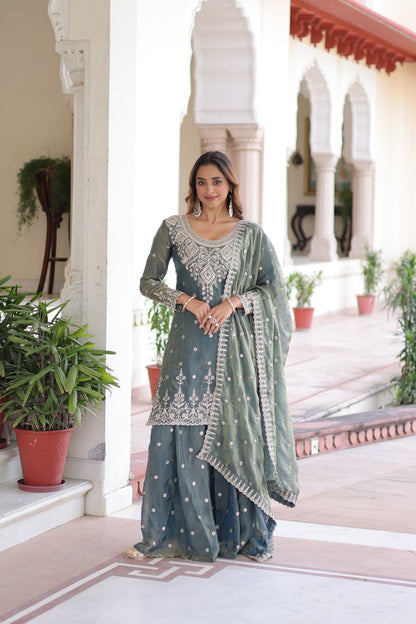 Moonlit Emerald Embellishments Regal Sage Sharara Set