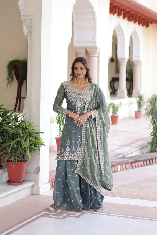 Moonlit Emerald Embellishments Regal Sage Sharara Set