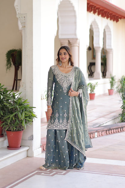 Moonlit Emerald Embellishments Regal Sage Sharara Set