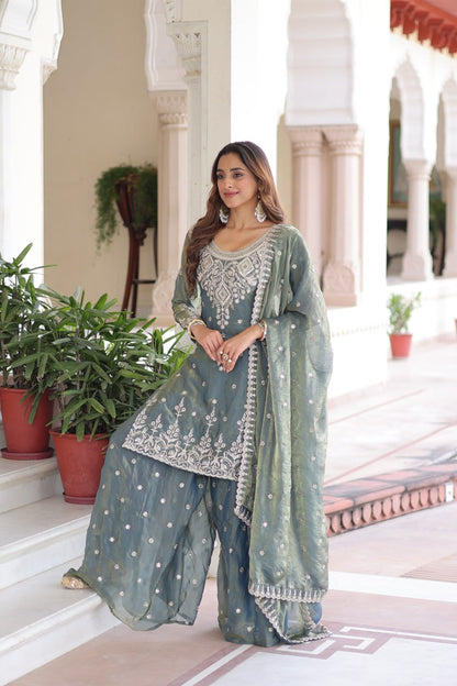 Moonlit Emerald Embellishments Regal Sage Sharara Set
