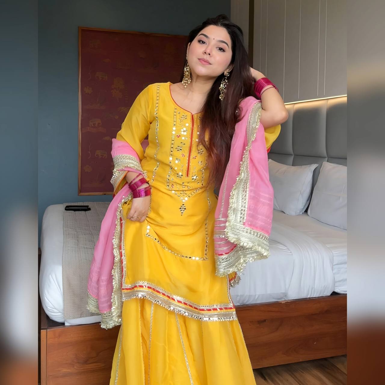Advika Royal Haldi Bloom Luxury Readymade Sharara Set