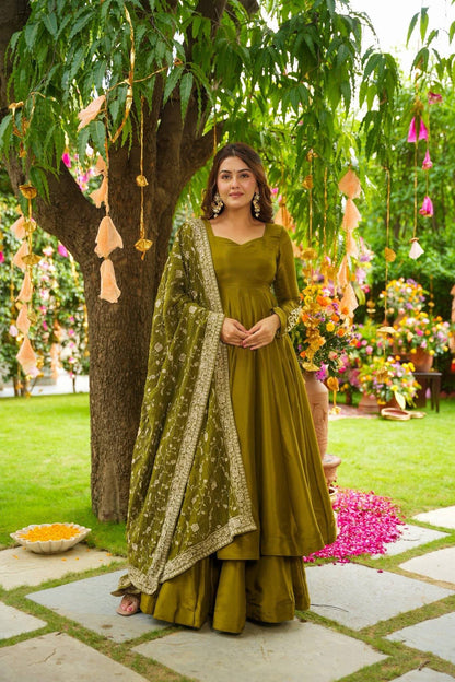 Olive Bloom Traditional Wear
