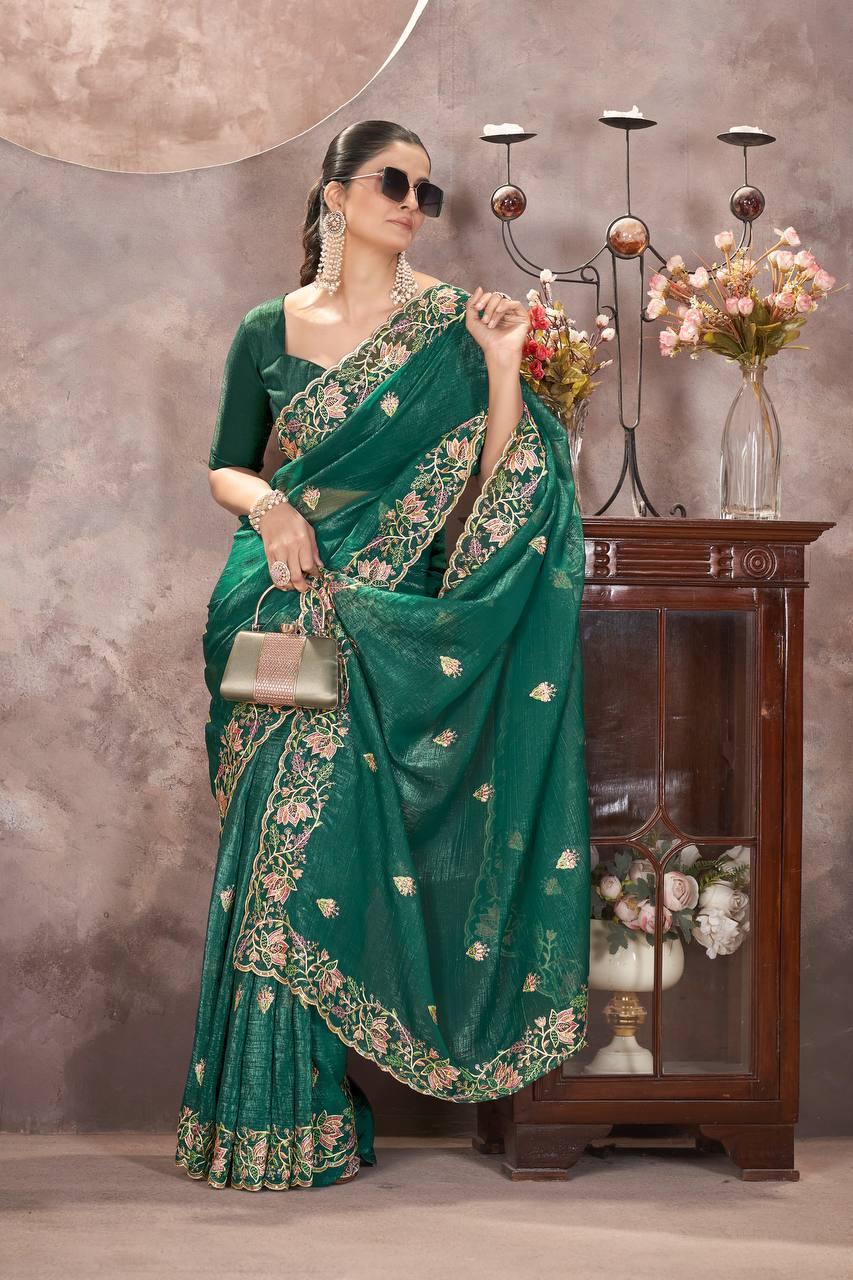 Zariya Gold Crunchy Malti Colour Designer Saree