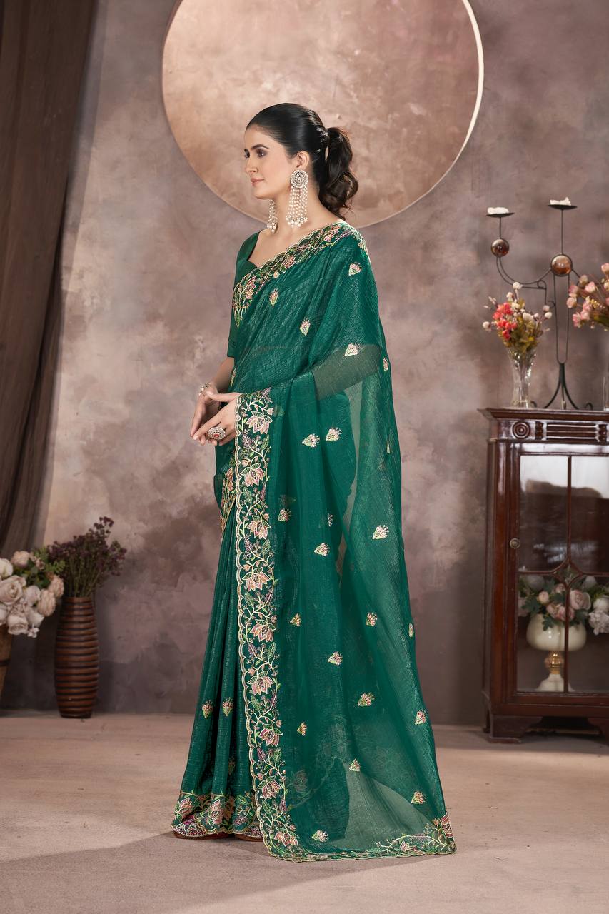Zariya Gold Crunchy Malti Colour Designer Saree