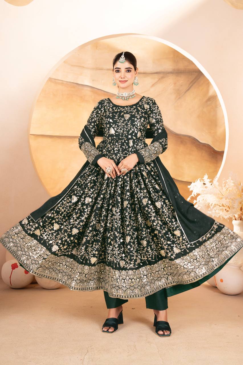 Siddhi Designer Thread-Sequins Embroidery Anarkali Suit