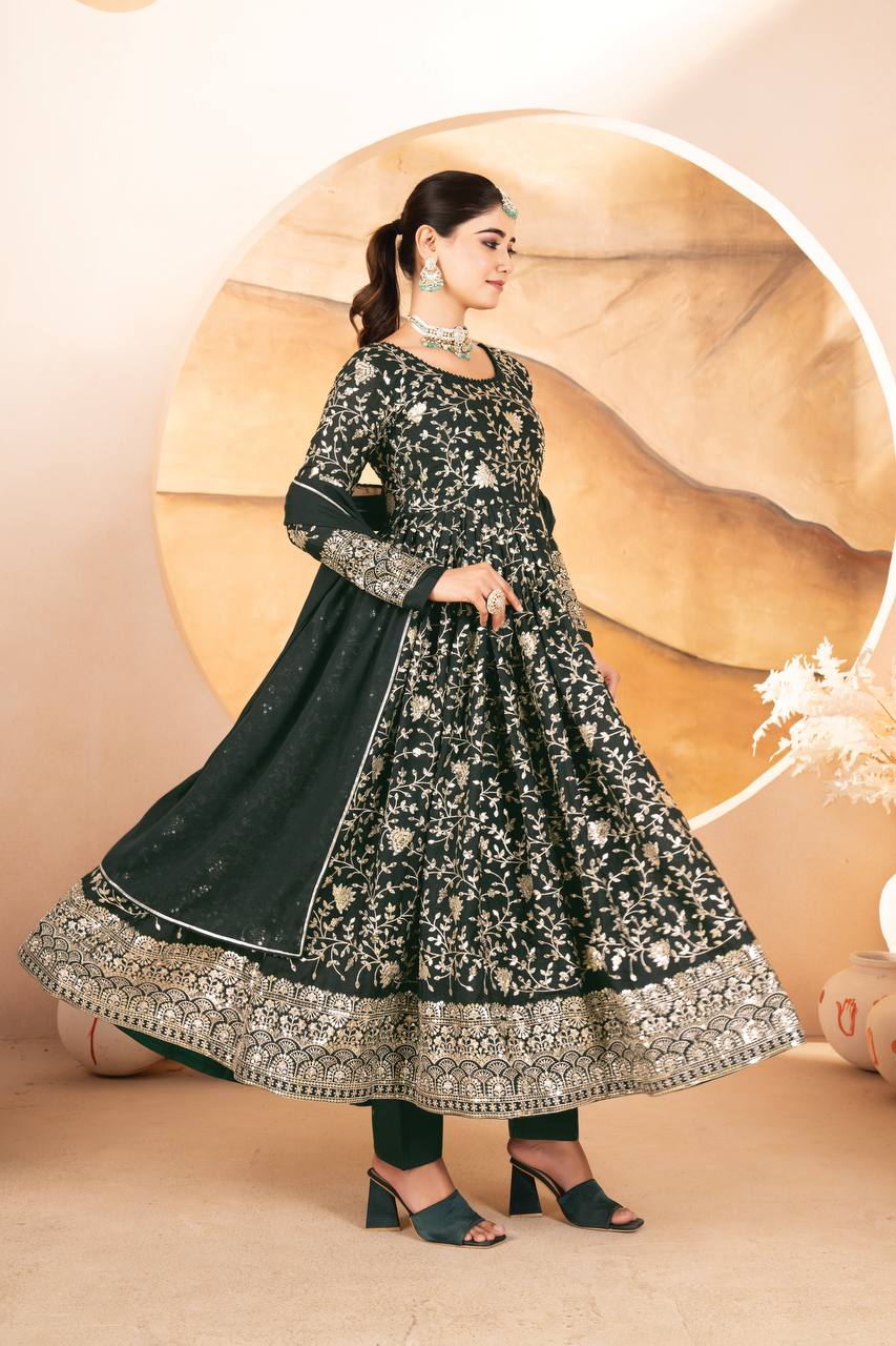 Siddhi Designer Thread-Sequins Embroidery Anarkali Suit