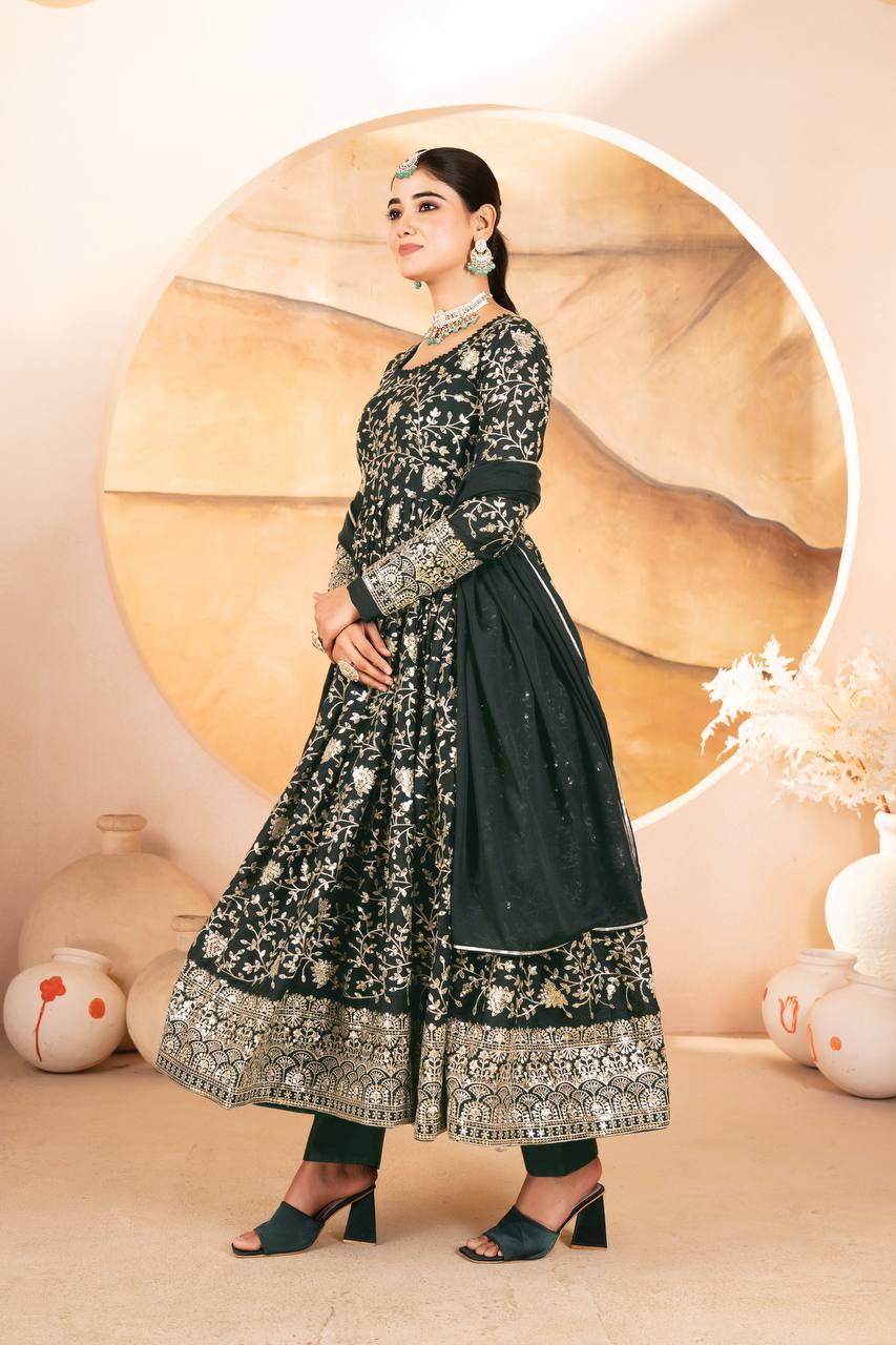 Siddhi Designer Thread-Sequins Embroidery Anarkali Suit