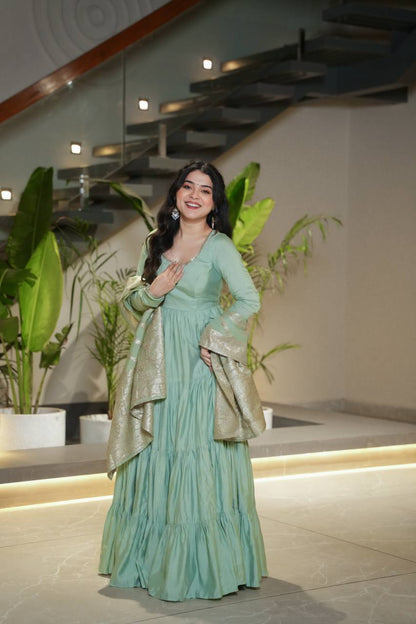 Roohani Designer Romansilk Chanderi Beautifull Anarkali