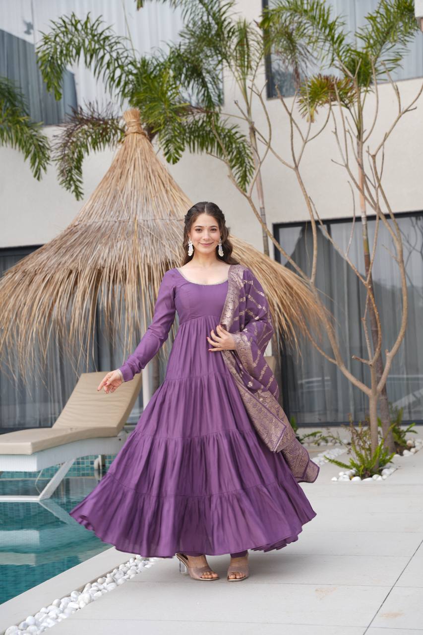 Roohani Designer Romansilk Chanderi Beautifull Anarkali