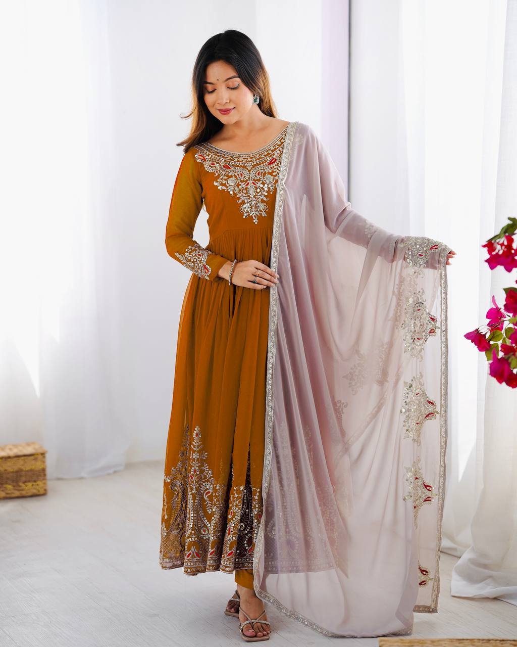 falak Heavy Multy Thread Embroidery  Georgette Gown