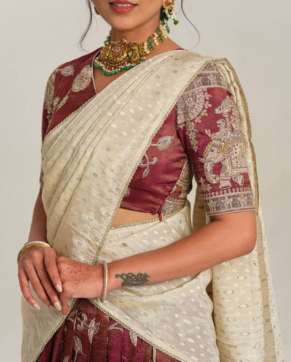 Queen of Viridescence KalamKari Print Nature Lahenga