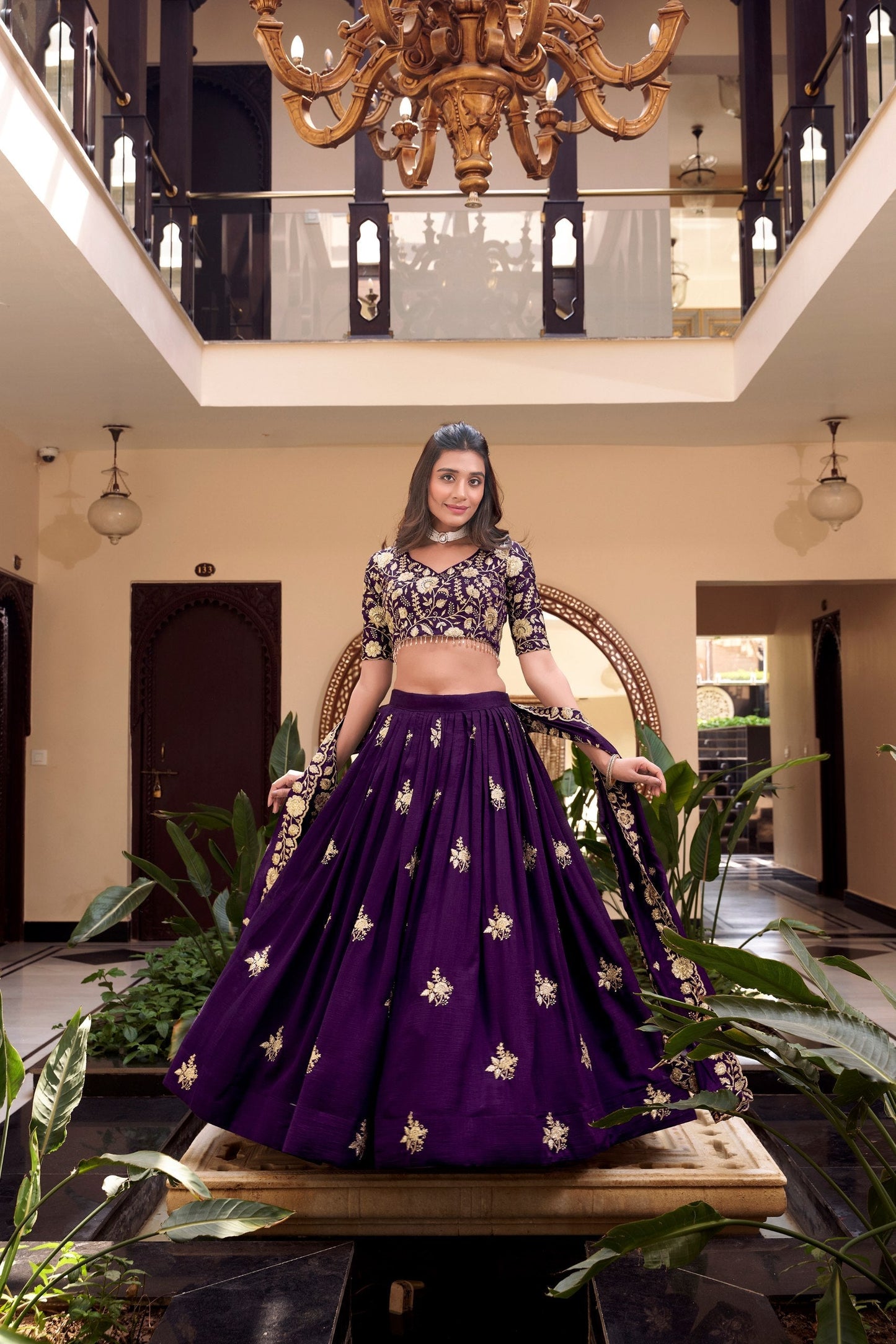 Raabta-e-Royalty Vichitra Silk Purple Elegance Lehenga Set