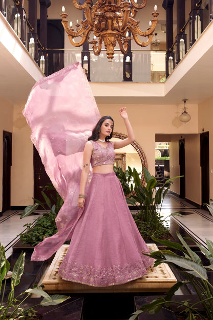 Sakina Serenity Minimal Mauve Embroidered Lehenga Choli