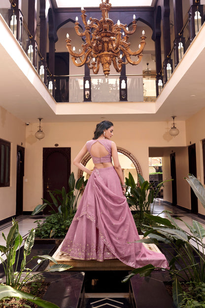 Sakina Serenity Minimal Mauve Embroidered Lehenga Choli