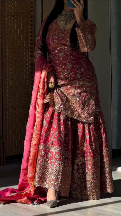 Preet Royal Heavy Embroidered Sharara Suit Set with Dupatta