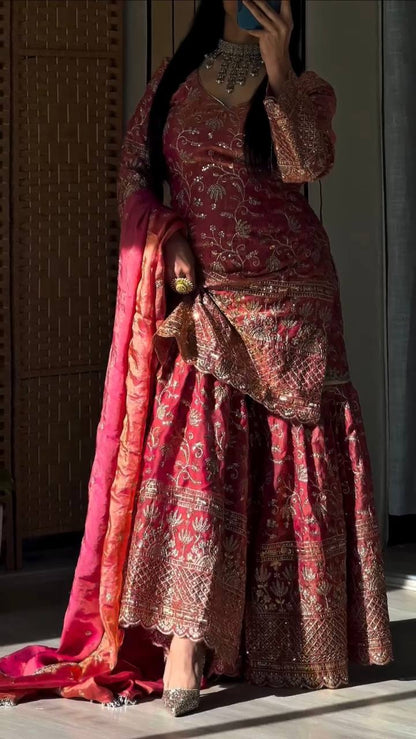 Preet Royal Heavy Embroidered Sharara Suit Set with Dupatta