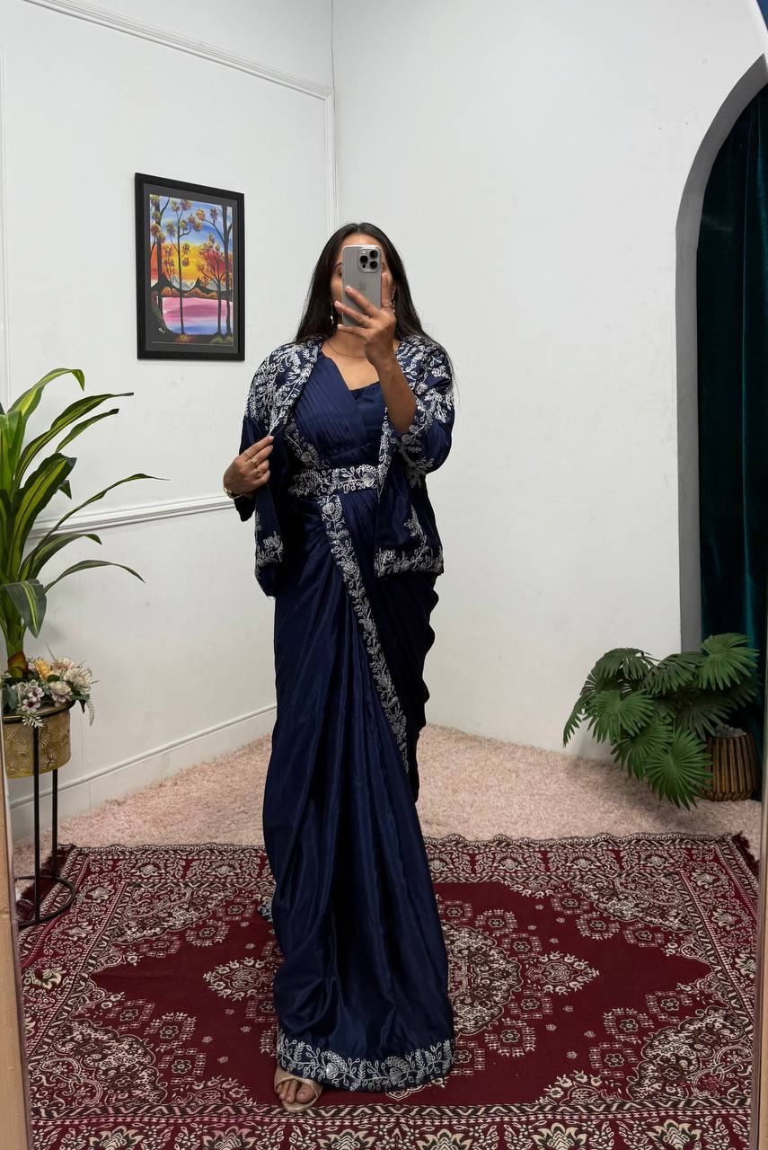 Ethereal Drapes and Timeless Grace The Art of the Shrug Saree