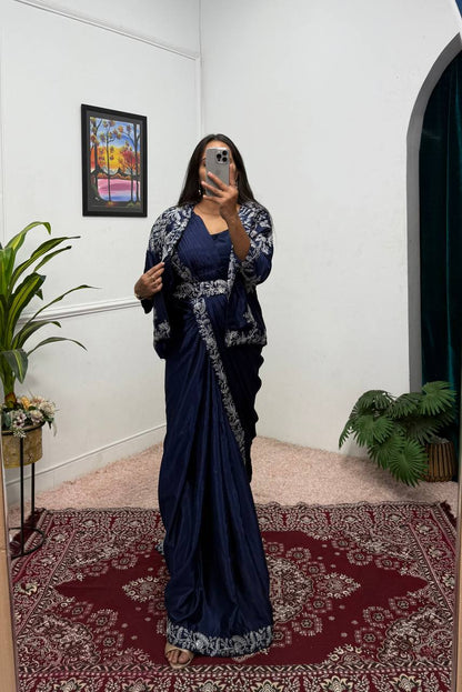 Ethereal Drapes and Timeless Grace The Art of the Shrug Saree