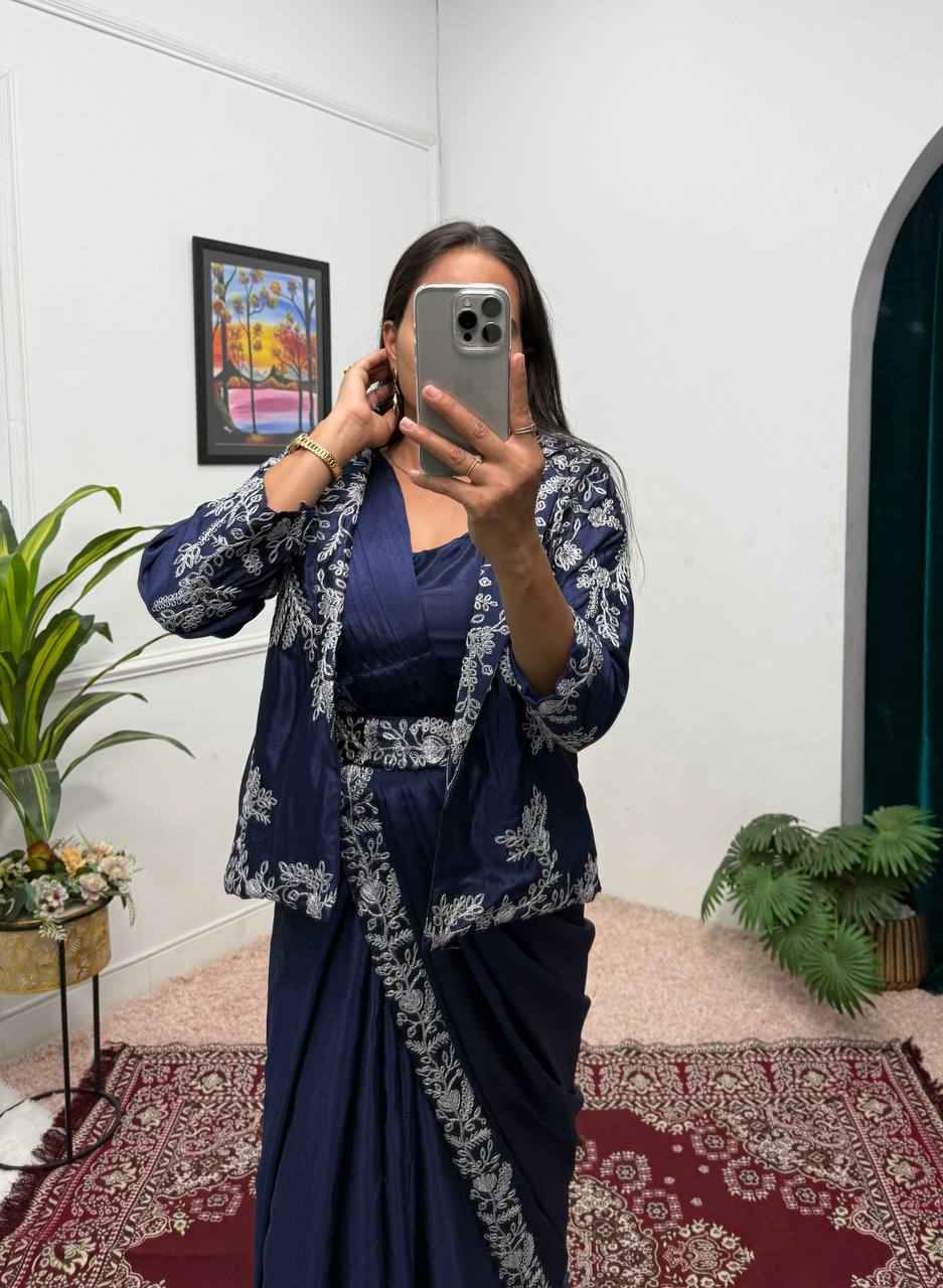 Ethereal Drapes and Timeless Grace The Art of the Shrug Saree