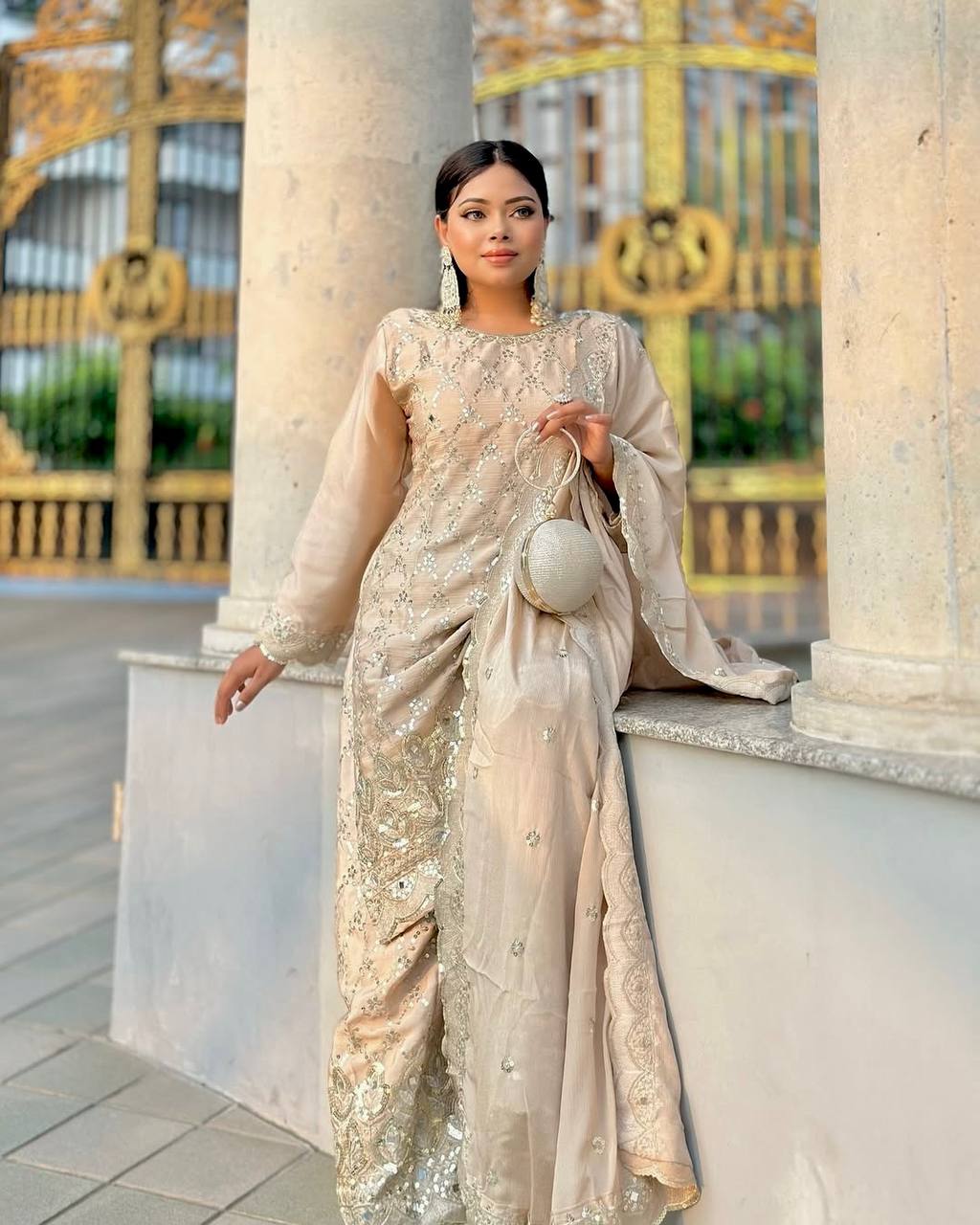 Zarista Sequence Work with Real Mirror Hand Work Sharara