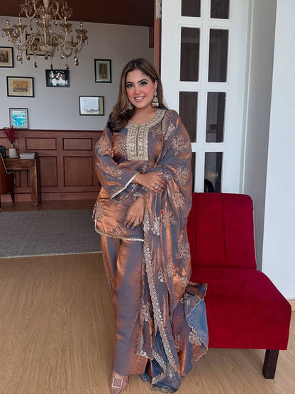 Elegant Embroidered Sequence Work Beautiful Designer Set