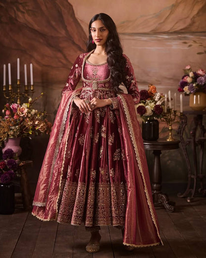 Majestic Maroon Glow Gown