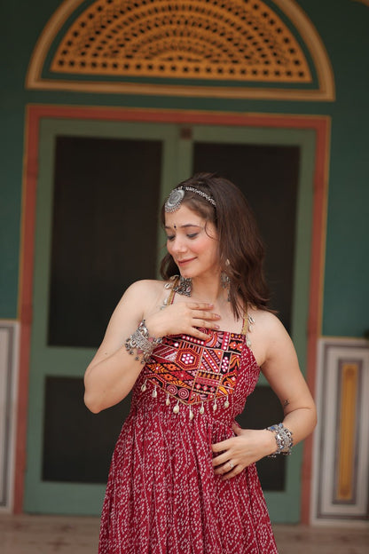 Reeva Festive Bloom Mirror Embellished Garba Gowns