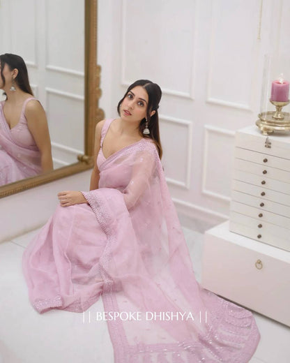 Daniyal Blush Pink Luxe Moments Kota Chex Saree