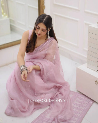 Daniyal Blush Pink Luxe Moments Kota Chex Saree