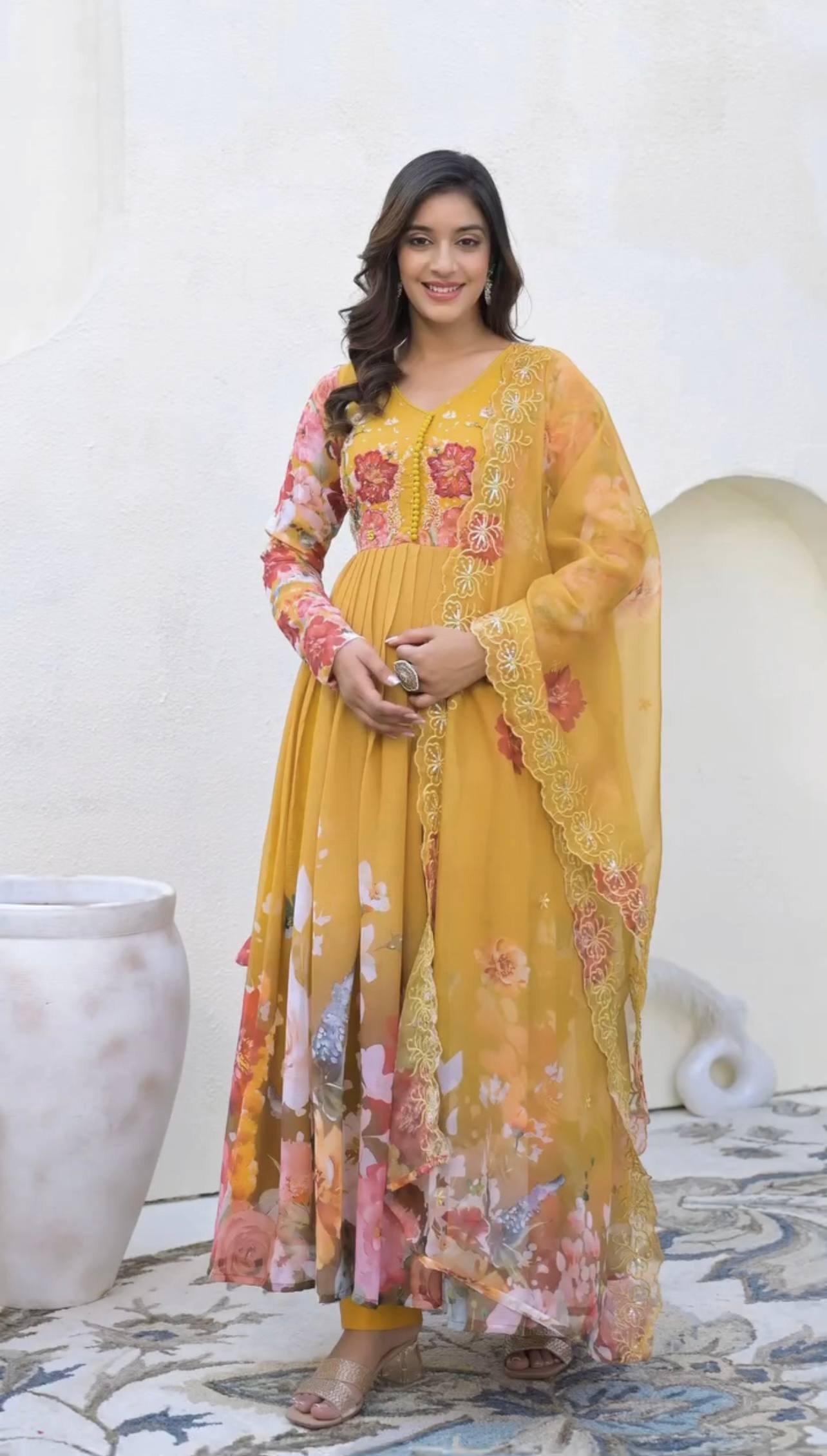 Graceful Garden Pure Fox Georgette Floral Anarkali Gown