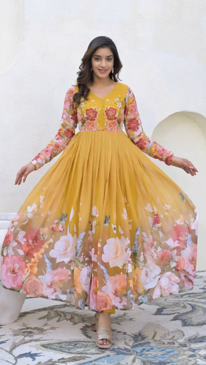 Graceful Garden Pure Fox Georgette Floral Anarkali Gown
