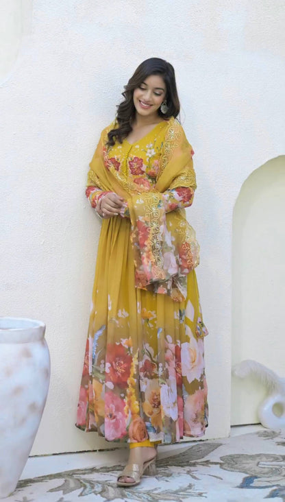 Graceful Garden Pure Fox Georgette Floral Anarkali Gown