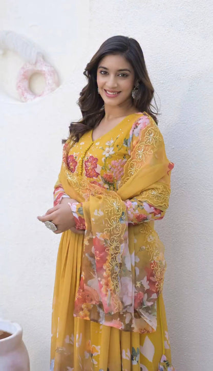 Graceful Garden Pure Fox Georgette Floral Anarkali Gown