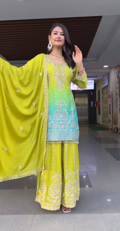 Traditional Embroidered Suit Set with Dupatta