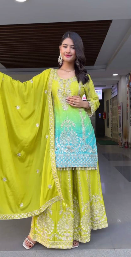 Traditional Embroidered Suit Set with Dupatta