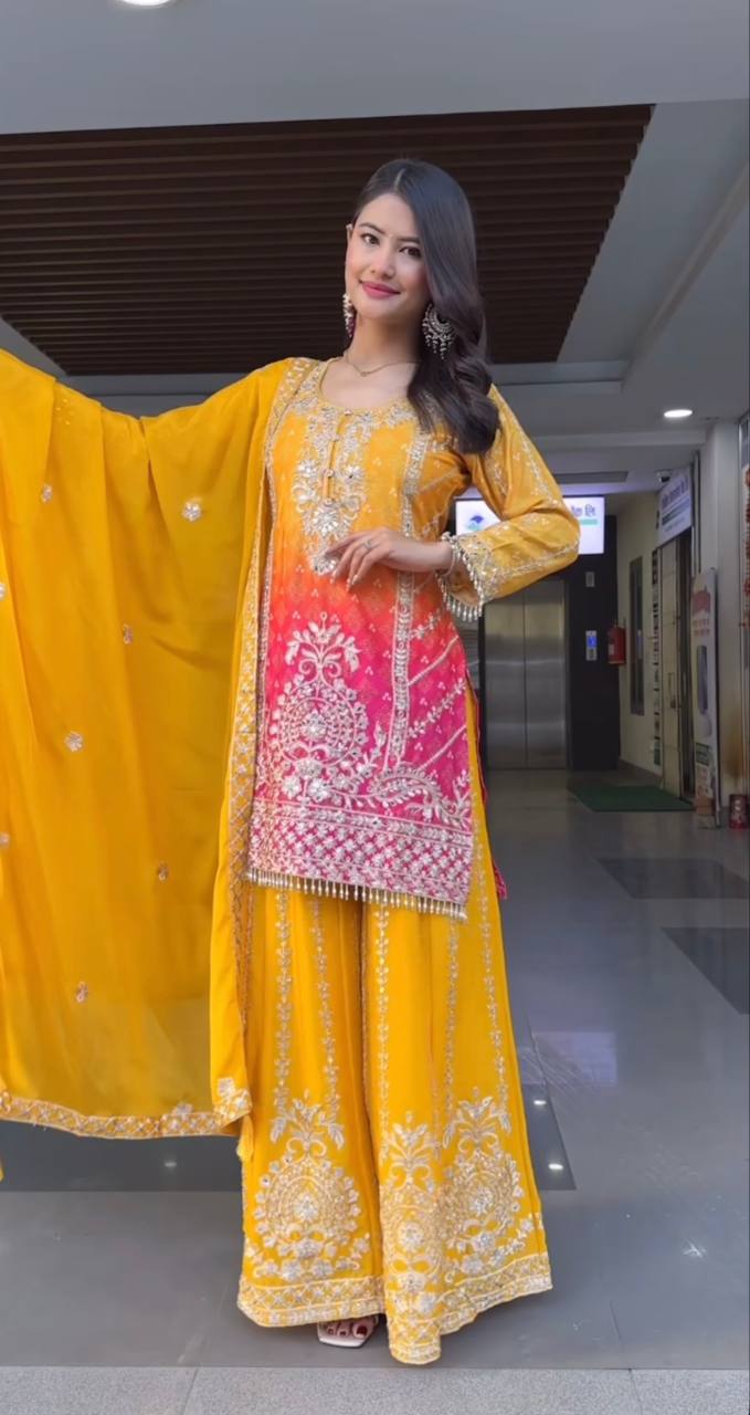 Traditional Embroidered Suit Set with Dupatta