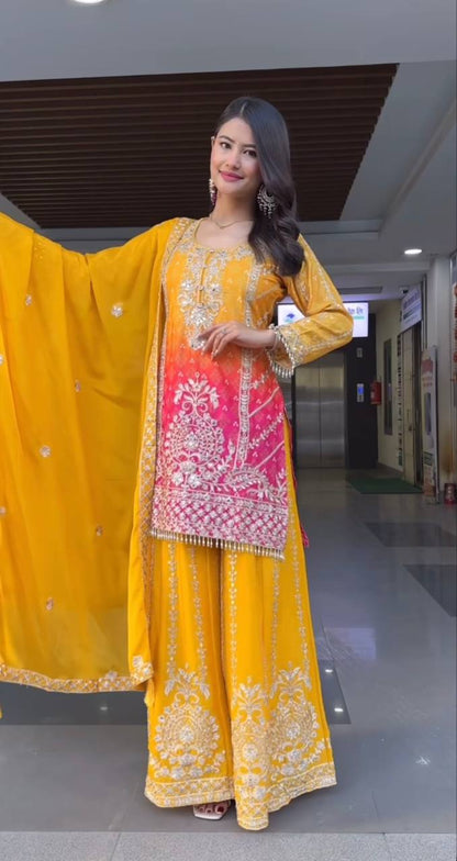 Traditional Embroidered Suit Set with Dupatta