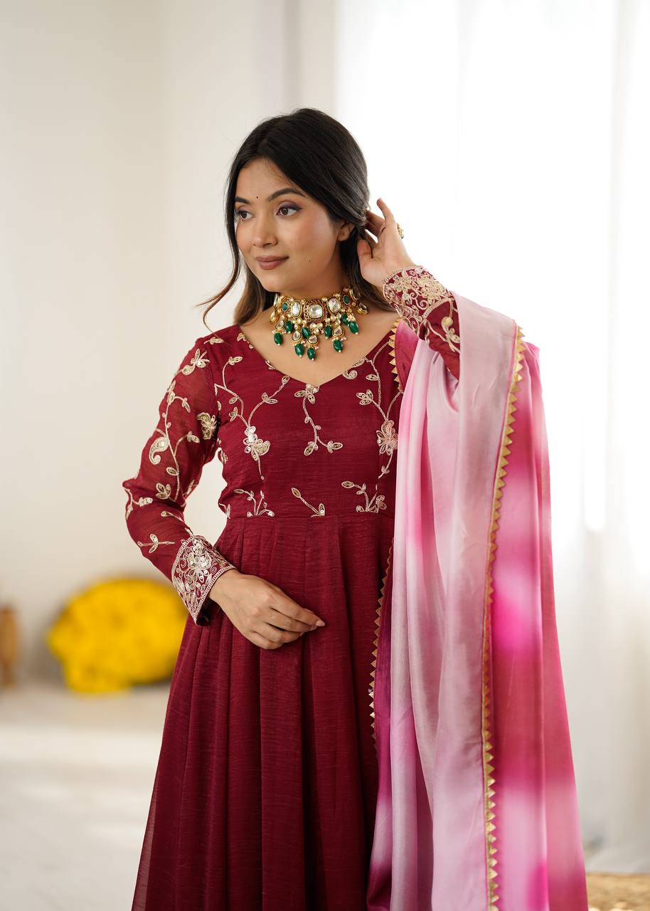Scarlet Grace Embroidered Anarkali Gown
