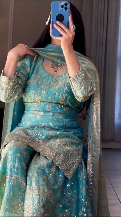 Preet Royal Heavy Embroidered Sharara Suit Set with Dupatta