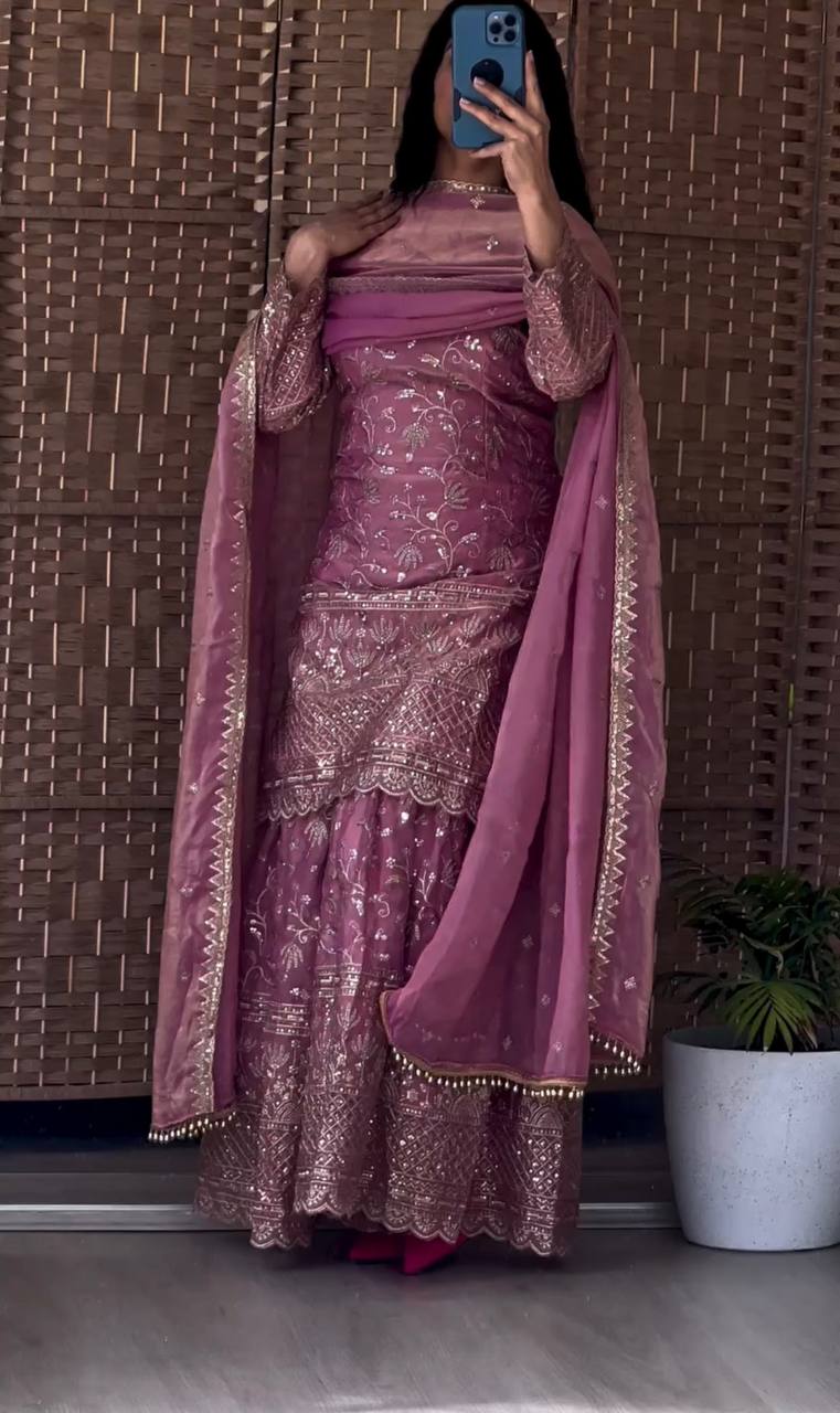 Preet Royal Heavy Embroidered Sharara Suit Set with Dupatta
