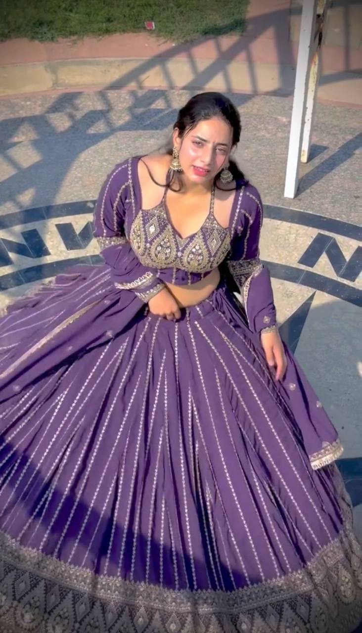 Nazakat-e-Noor Purple Embroidered Lehenga Set"