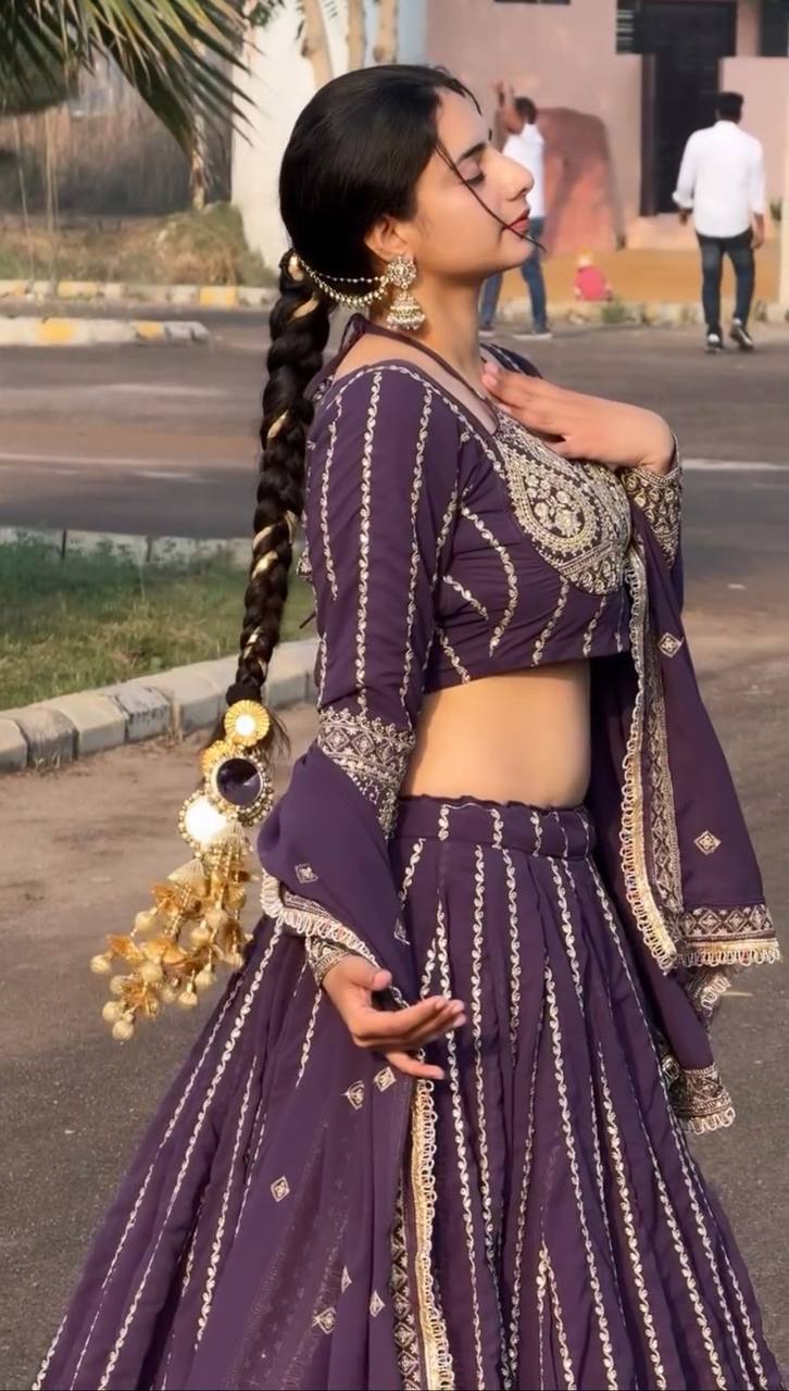 Nazakat-e-Noor Purple Embroidered Lehenga Set"